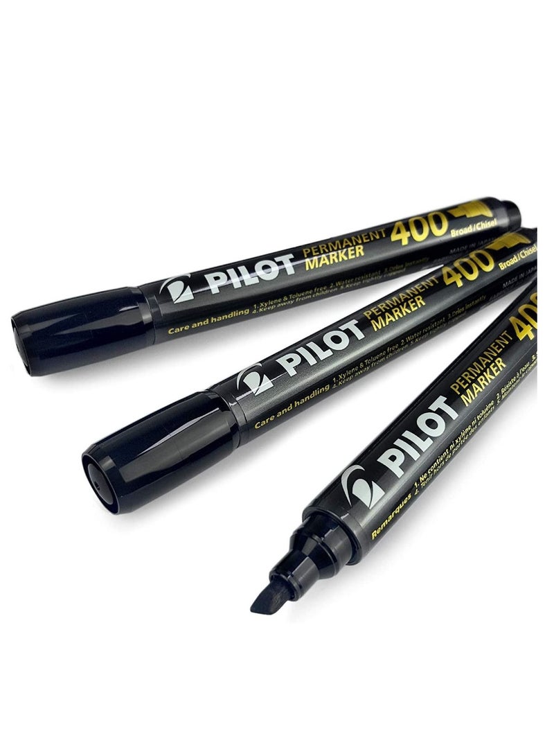 PILOT علامة دائمة 3 قطع طرف مائل حبر أسود - Image 1