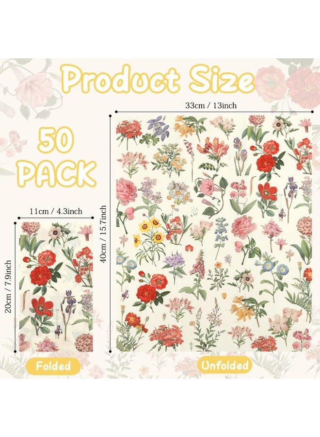 Chffcuh Floral Napkins, 50 PCS Spring Napkins, Vintage Floral Paper Napkins, Watercolor Flower napkins, Floral Cocktail Napkins, Wildflower Luncheon Napkins for Spring Wedding Baby Shower Birthday Tea Party - Image 3