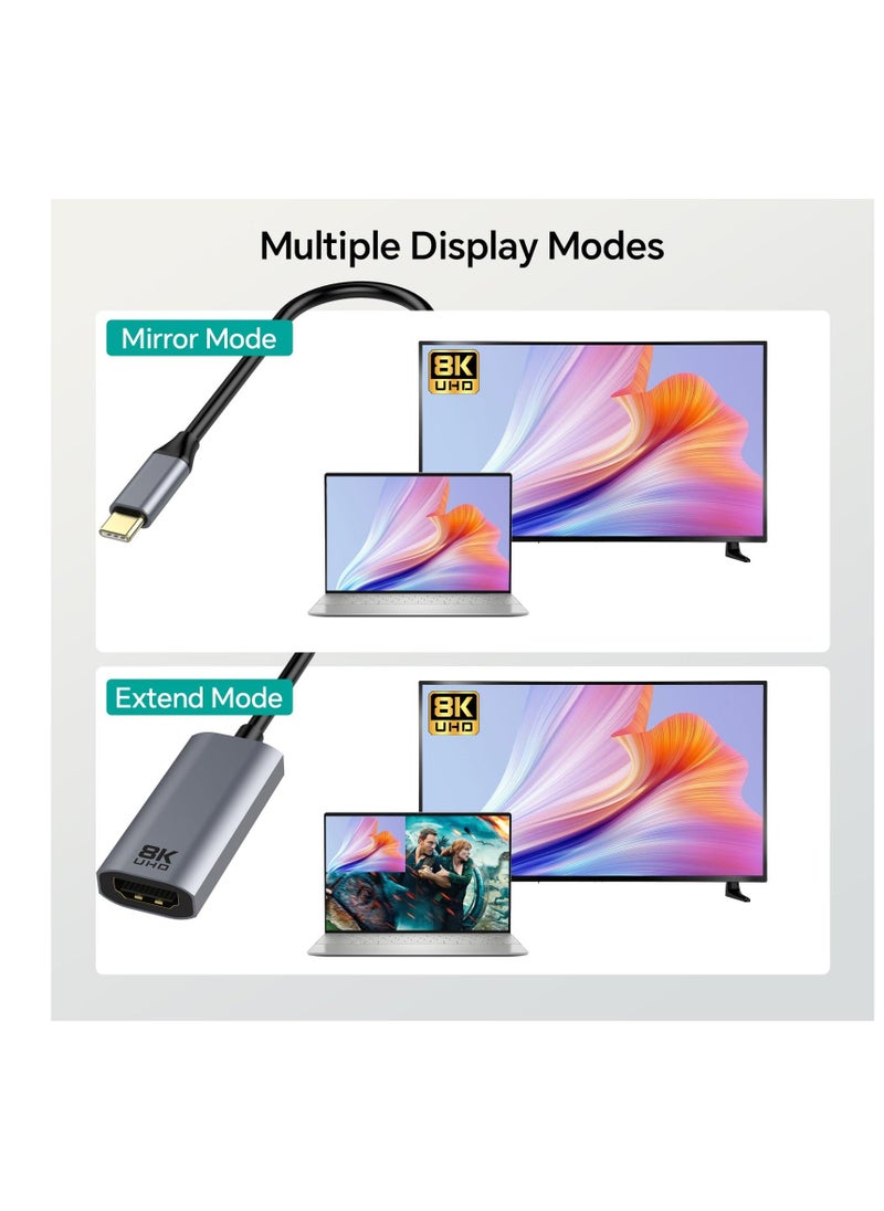Generic - USB-C to HDMI 2.1 Adapter, Compatible with Thunderbolt 4/3 to HDMI Converter 48Gbps 8K 60Hz 4k 120hz/144hz HDR, HDCP2.3, Suitable for i-Phone 15 Pro, MacBook Pro Air, Samsung Galaxy - Image 1