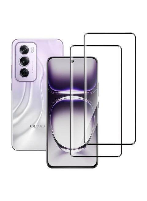 Tempered Glass Screen Protector for OPPO Reno 12/Reno 12 Pro, 3D Full Coverage, Curved Edge, 2 Pack
