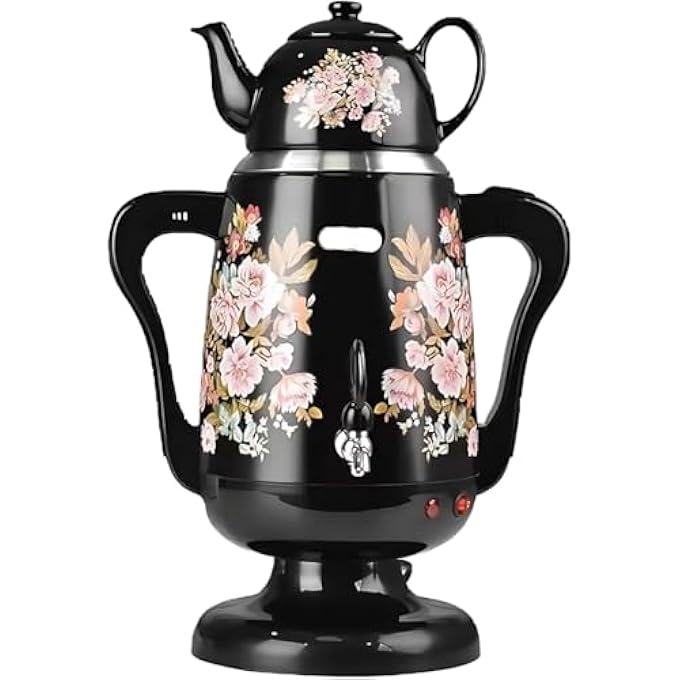 DSP Elegant Electric Kettle With Samovar 1800W Power 35L08L Capacity Floral Pattern May Vary Perfect For Tea And Coffee - Image 1
