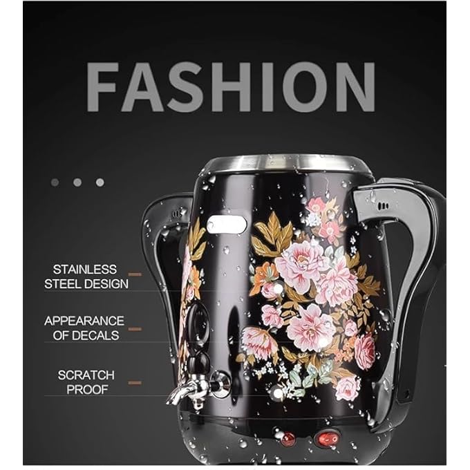 DSP Elegant Electric Kettle With Samovar 1800W Power 35L08L Capacity Floral Pattern May Vary Perfect For Tea And Coffee - Image 4