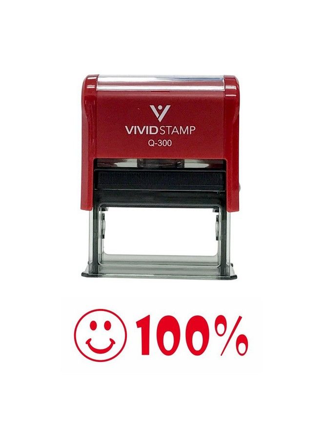 Pacific Stamp and Sign Smile 100% Teacher Selfinking Office Rubber Stamp (Red) L - Image 2