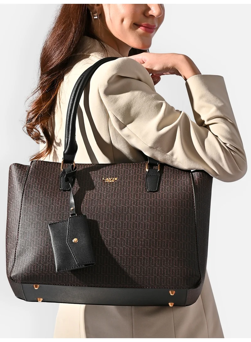 لافي حقيبة يد نسائية فاخرة بتصميم كيلي  وشعار شوكولاتةأسود