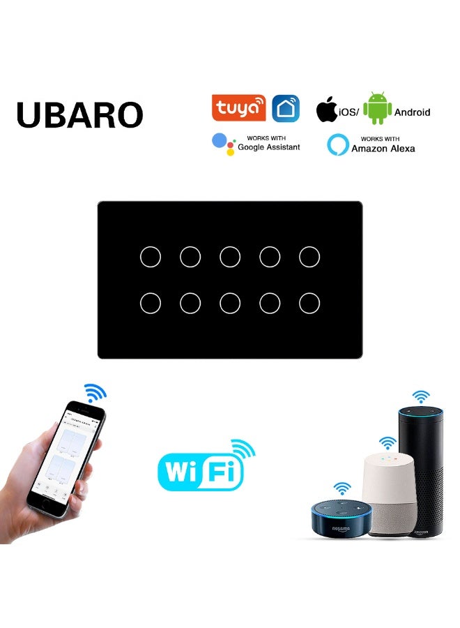 UBARO مفتاح إضاءة حائط ذكي يعمل باللمس بتقنية واي فاي من UBARO، لوحة زجاج مقسى، متوافق مع أليكسا/مساعد جوجل، مقاس سعودي قياسي - Image 1