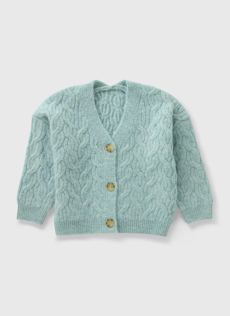 ماتلان Girls Blue Cable Knit Cardigan