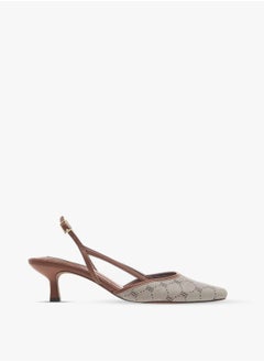 ELLE Women's Monogram Print Slingback Shoes with Kitten Heels  - Image 3