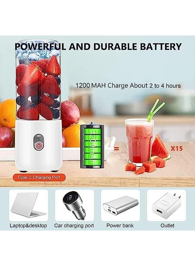 أكس سبرينج خلاط محمول 500 مل خلاط شخصي لعصير الفواكه والحليب المخفوق، بطارية قابلة لإعادة الشحن عبر USB، خلاط صغير مع 6 زجاجات خلاط للسفر، المنزل، المكتب، صالة الألعاب الرياضية، أبيض - Image 3