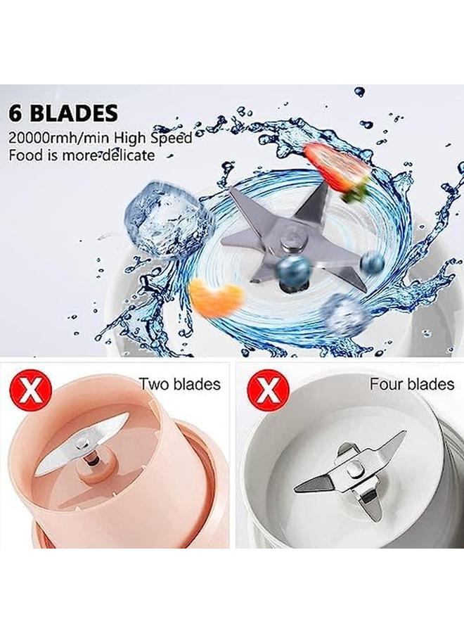 أكس سبرينج خلاط محمول 500 مل خلاط شخصي لعصير الفواكه والحليب المخفوق، بطارية قابلة لإعادة الشحن عبر USB، خلاط صغير مع 6 زجاجات خلاط للسفر، المنزل، المكتب، صالة الألعاب الرياضية، أبيض - Image 2