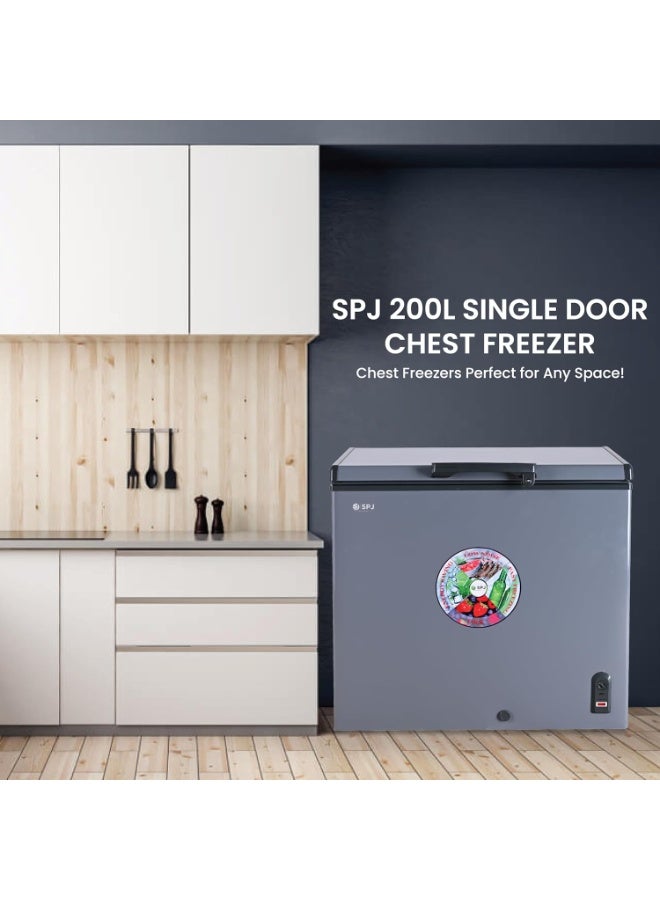 SPJ 200 L Chest Freezer – SLW295C / POSH‑SLW295C, Hard‑Top Single Door with Sliding Glass Lid, LED Light & R600a Compressor - Image 3
