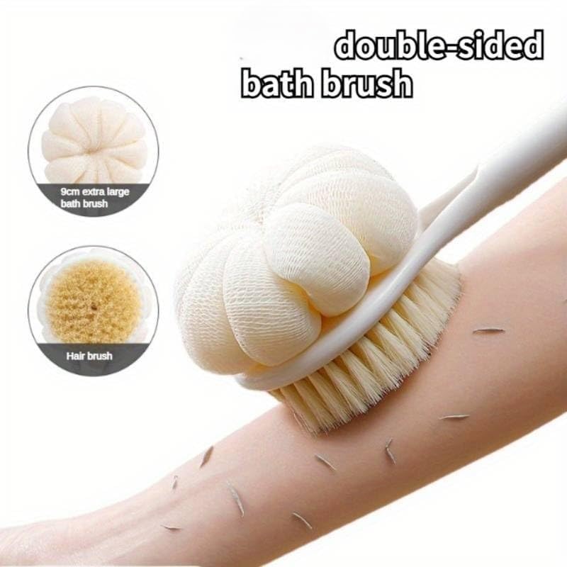 REMICH 2 In 1 Back Scrubber Anti Slip For Shower - Shower Brush Long Handle With Stiff And Soft Bristles - Body Exfoliator For Bath & Dry Brush || 1Pcs, Multicolor || - Image 3