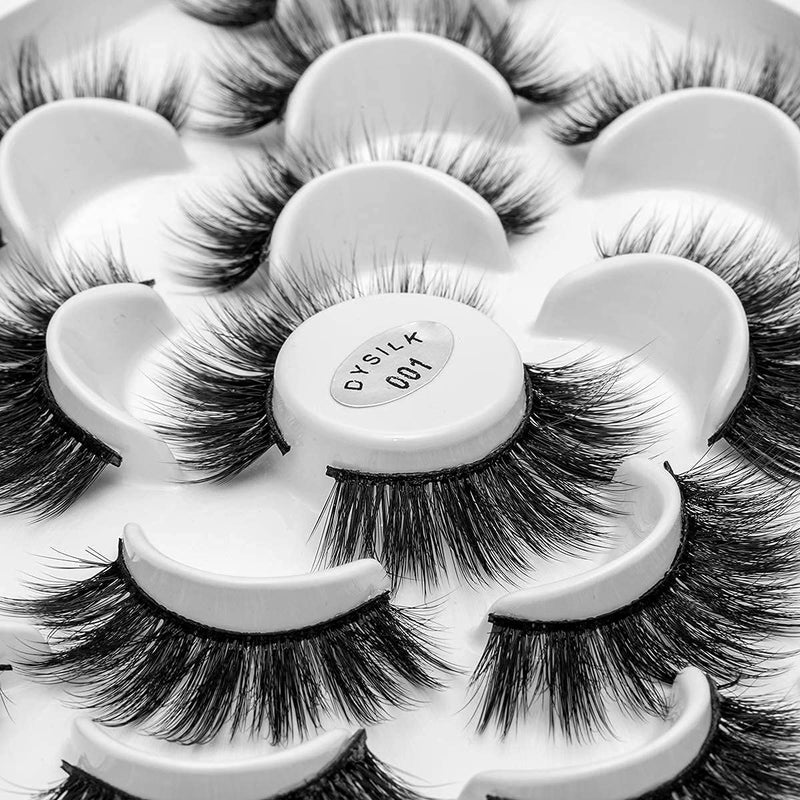 DYSILK False Eyelashes Wispy Lashes - Mink Lashes Fluffy 10 Pairs 6D Faux Lashes Pack 18mm Lashes Wispy Eye Lashes Pack Long Eyelashes Natural Look Reusable Fake Eyelashes Wispy Fluffy Cat Eye Soft - Image 2