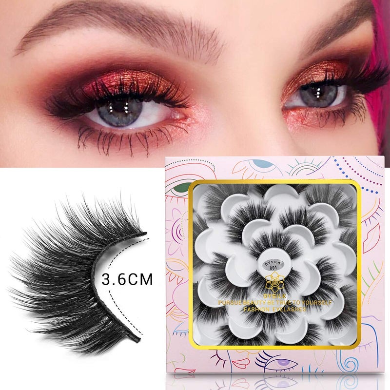 DYSILK False Eyelashes Wispy Lashes - Mink Lashes Fluffy 10 Pairs 6D Faux Lashes Pack 18mm Lashes Wispy Eye Lashes Pack Long Eyelashes Natural Look Reusable Fake Eyelashes Wispy Fluffy Cat Eye Soft - Image 3