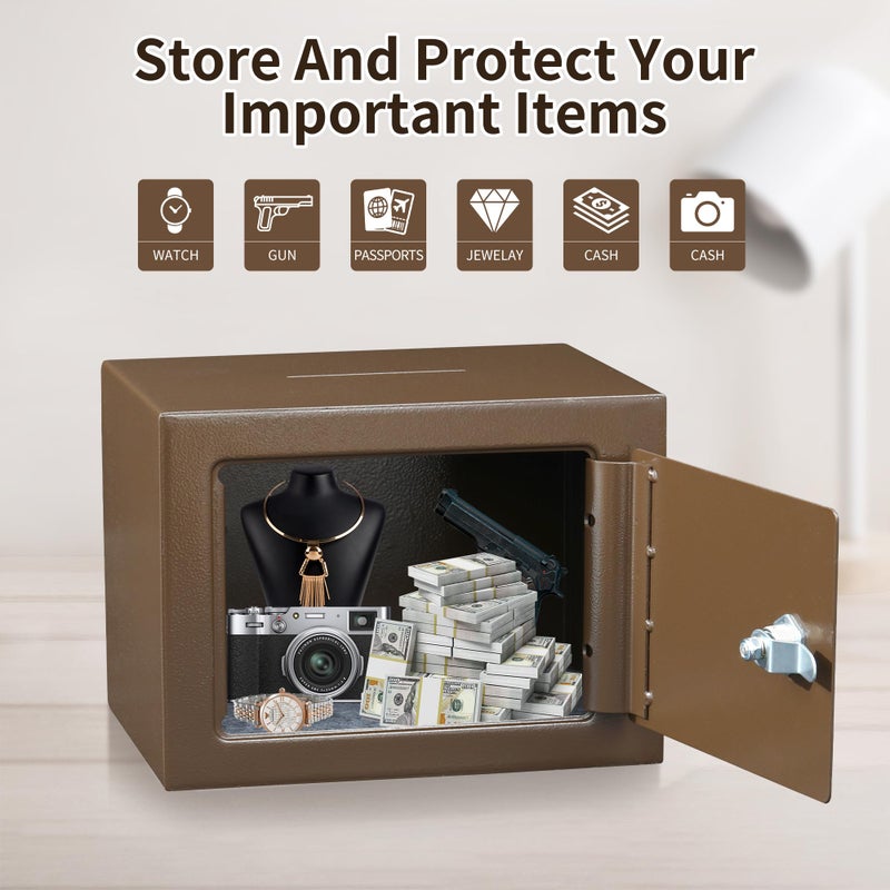 ELLAIG Small Safe Box 0.23Cuft Money Cash Safe Mini Lock Safe 9.05 x 6.7 x 6.7 inches Wall Safe Boxes for Home Office Hotel Coin Rooms Business Jewelry Gun (Pink) - Image 2