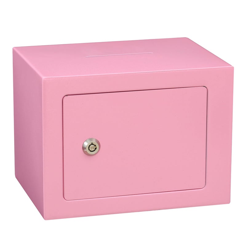 ELLAIG Small Safe Box 0.23Cuft Money Cash Safe Mini Lock Safe 9.05 x 6.7 x 6.7 inches Wall Safe Boxes for Home Office Hotel Coin Rooms Business Jewelry Gun (Pink) - Image 1