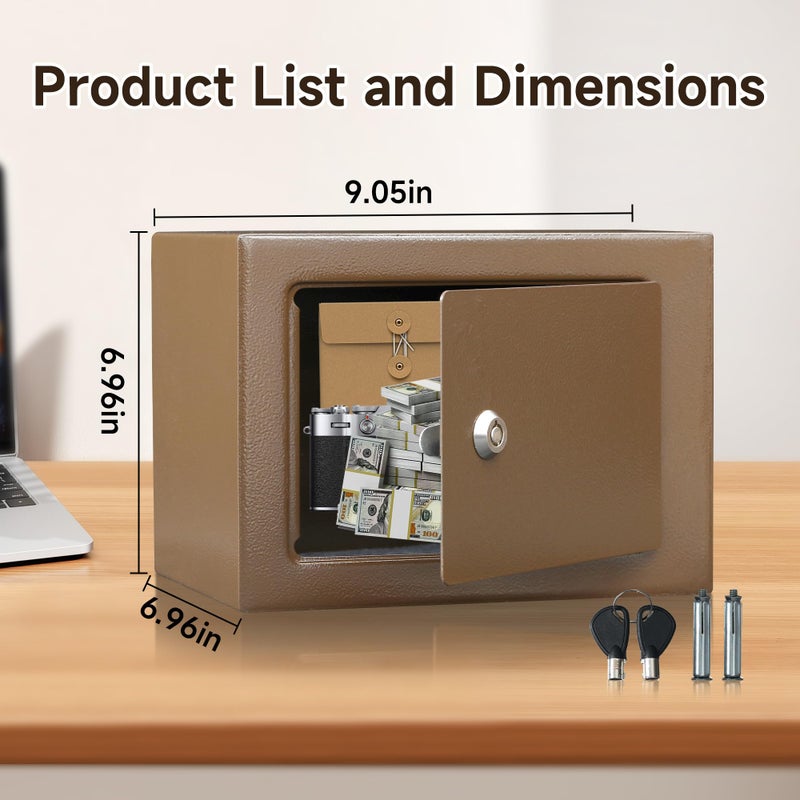 ELLAIG Small Safe Box 0.23Cuft Money Cash Safe Mini Lock Safe 9.05 x 6.7 x 6.7 inches Wall Safe Boxes for Home Office Hotel Coin Rooms Business Jewelry Gun (Pink) - Image 3