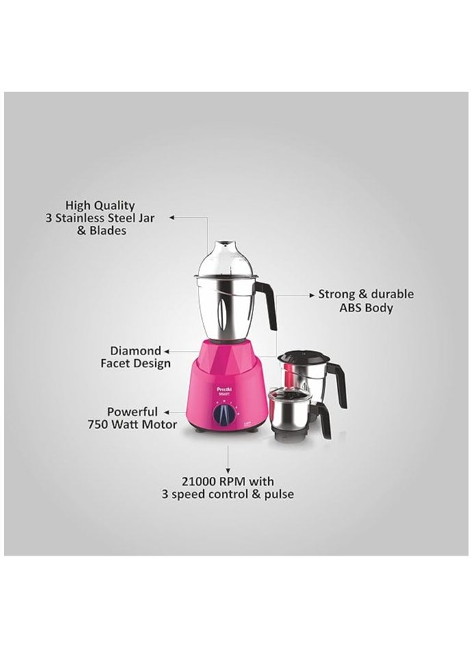 ماركة غير محددة Preethi Galaxy MG225 Mixer Grinder, 750 watt, Pink, 3 Jars, Vega W5 Motor  - Image 4