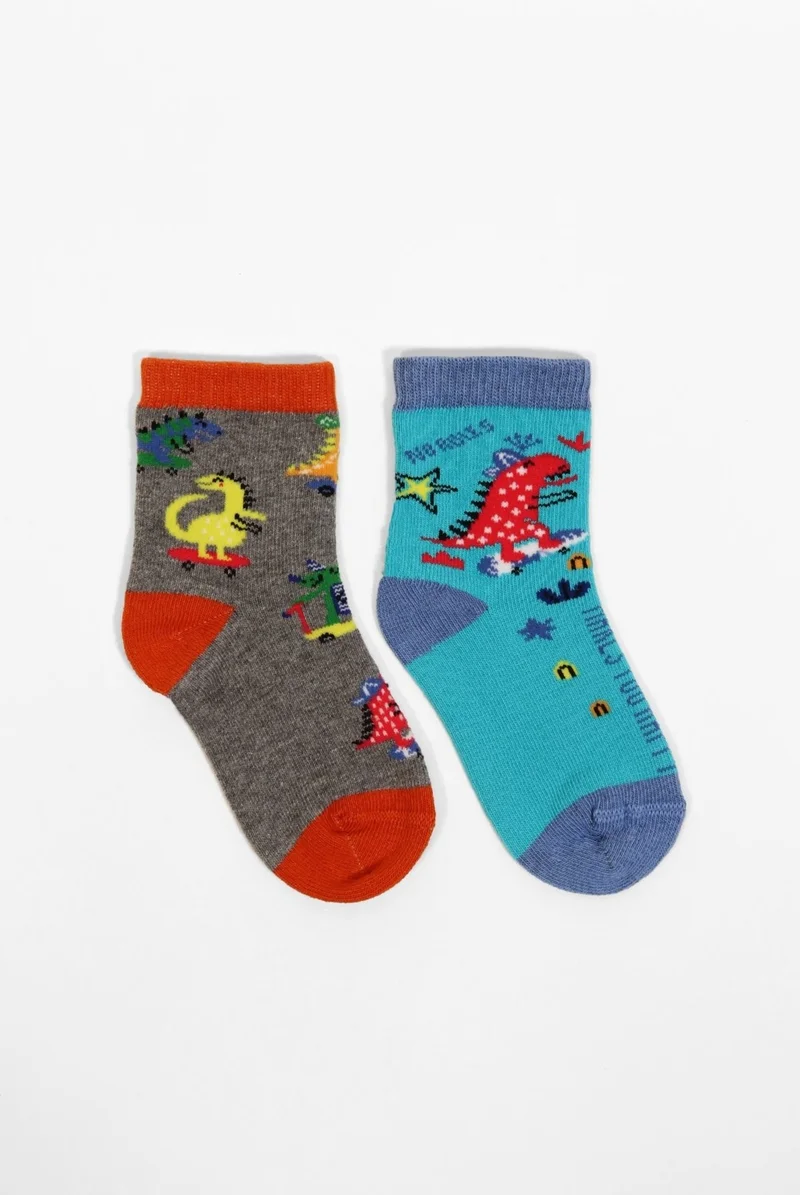 Katia&Bony 2-Pack Dino Patterned Baby Socks