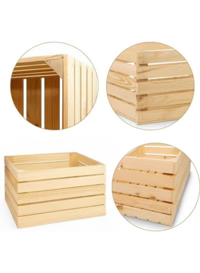 Natural wooden box - 50 x 40 x 30 cm - Fruit box, pastry box (1) - Image 4