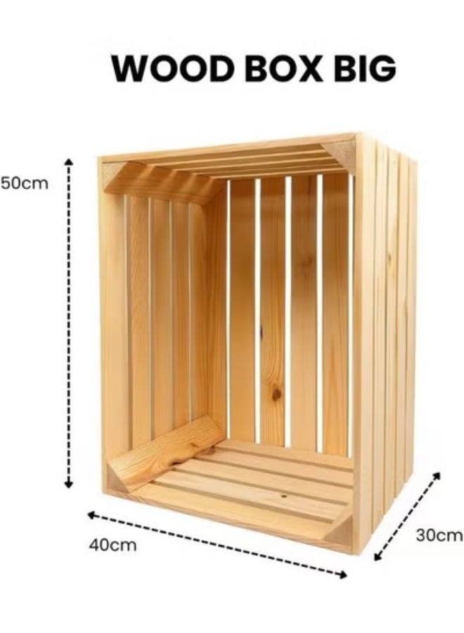 Natural wooden box - 50 x 40 x 30 cm - Fruit box, pastry box (1) - Image 3