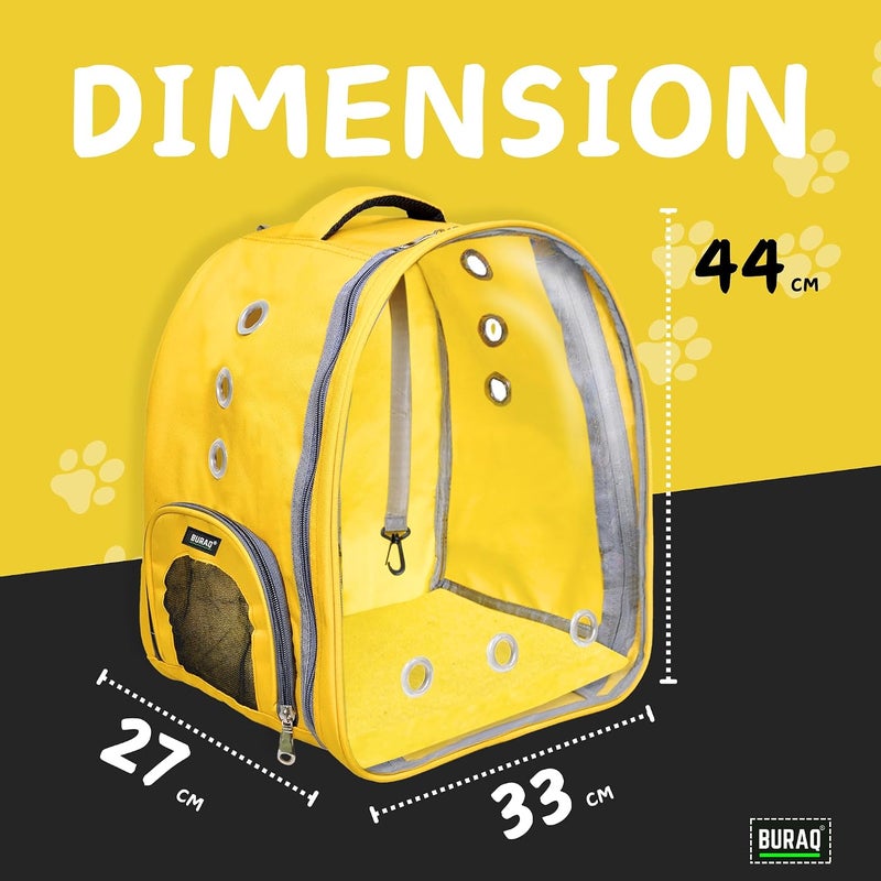 Risan Buraq pets Pet Backpack Transparent Cat & Small Dog Puppy Kitty Shihtzu Carriers for Breathable Airline Travel Approved Air Ventilation Backpack Size 17 × 13 × 11 inch Yellow - Image 5