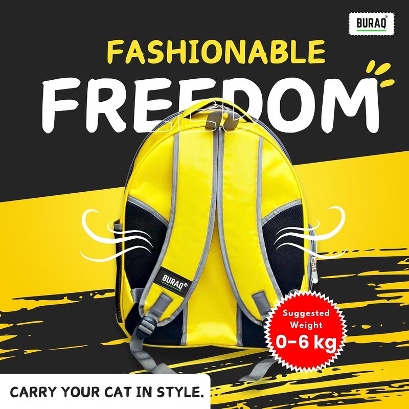 Risan Buraq pets Pet Backpack Transparent Cat & Small Dog Puppy Kitty Shihtzu Carriers for Breathable Airline Travel Approved Air Ventilation Backpack Size 17 × 13 × 11 inch Yellow - Image 3