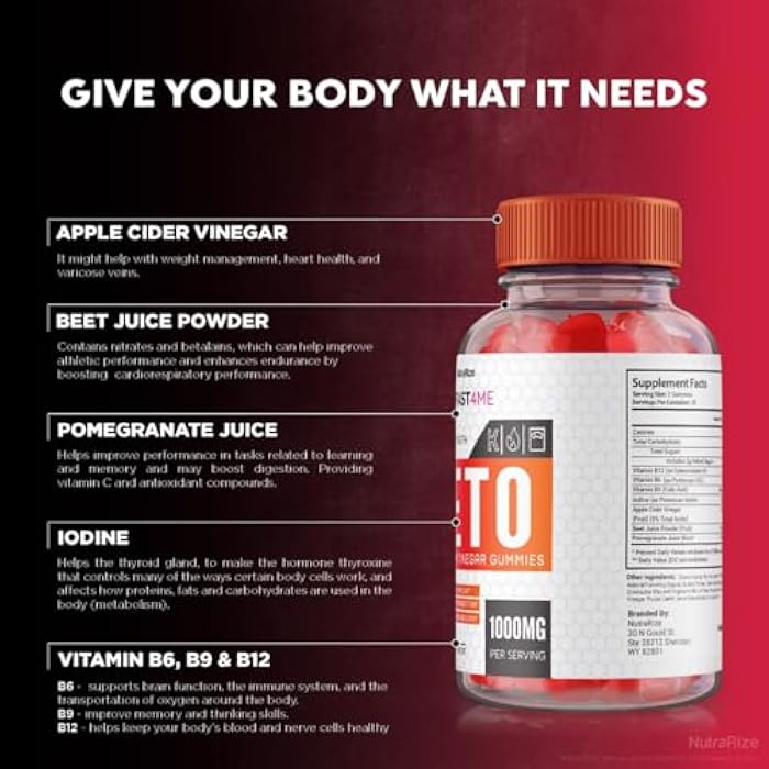 NutraRize KetoFast4ME Keto+ACV Gummies for Advanced Weight Loss, Maximum Strength Supplement, Gomitas Gummy Reviews (60 Gummies) - Image 3