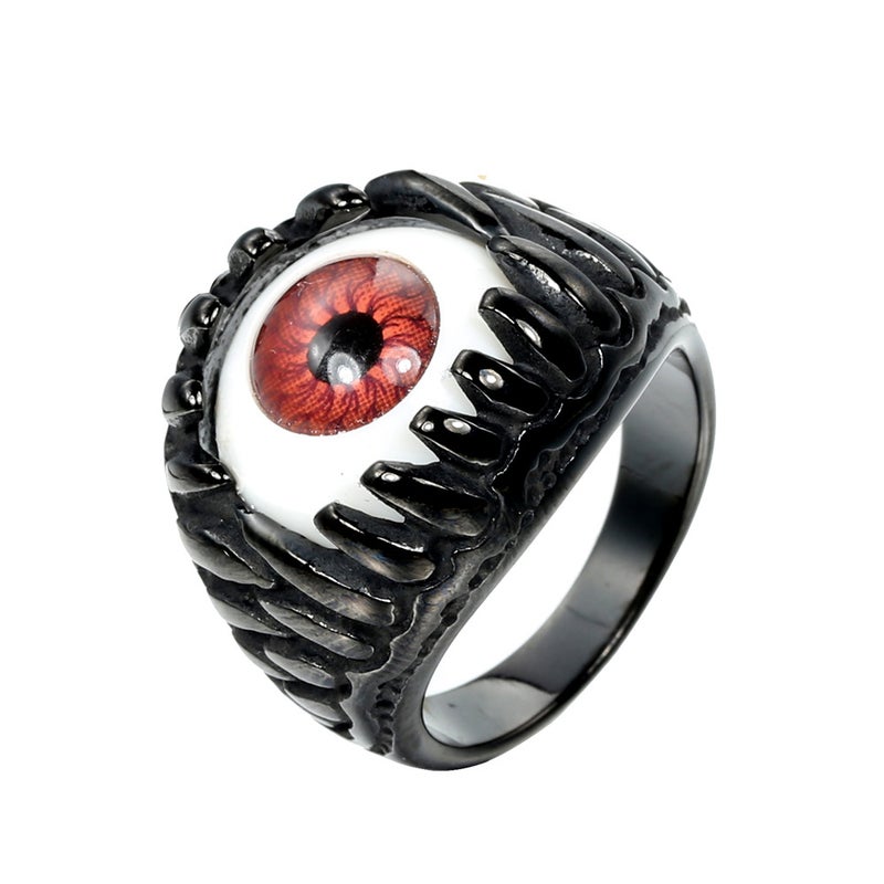 Stainless steel ring men''s retro Devil''s Eye punk single ring personality boys ring decoration eye ring - Image 1