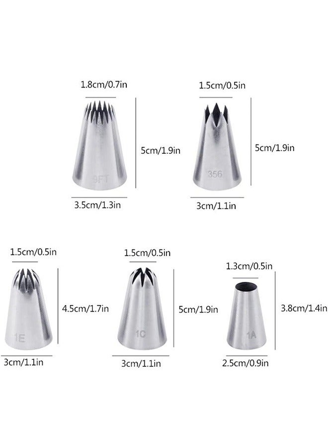 5Pcs Large Piping Tips Set Stainless Steel Frosting Piping Kit Pastry Cake Decorating Tips Baking Tools For Cookies Cupcake Decorating Kit 9FT 1E 356 1C 1A - Image 3
