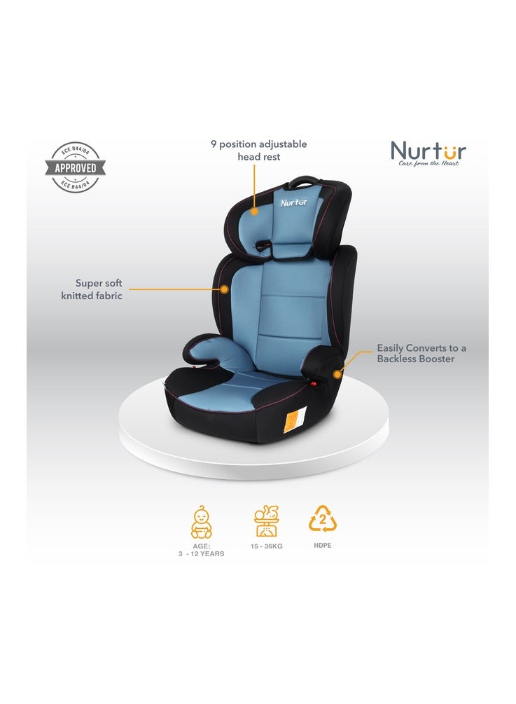 Nurtur Jupiter Kids 3 in1 Car Seat Booster Seat Adjustable Backrest Extra Protection 5Point Safety Harness 9 months to 12 years Upto 36kg Official Product - Image 2