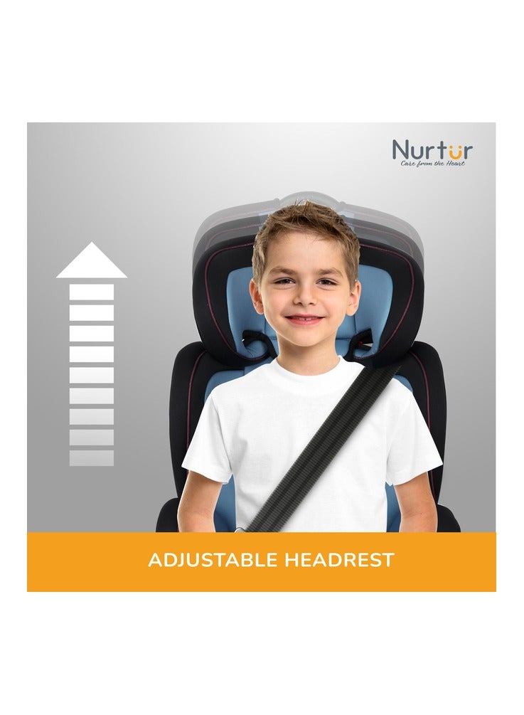 Nurtur Jupiter Kids 3 in1 Car Seat Booster Seat Adjustable Backrest Extra Protection 5Point Safety Harness 9 months to 12 years Upto 36kg Official Product - Image 4
