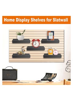 KASTWAVE Metal Slatwall Shelves, Slatwall Accessories and Fixtures, Floating Slat Wall Shelf Shelves for Shoes, Flat Display Shelves for Wall, Shoe Stores, Boutiques Supplies, 4Pcs (Black)  - Image 2