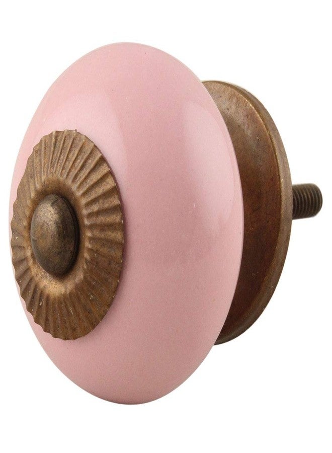 Indian-Shelf 2 Pieces Luxurious Knobs for Drawers Pink Ceramic Round Solid Door Knob - Image 1
