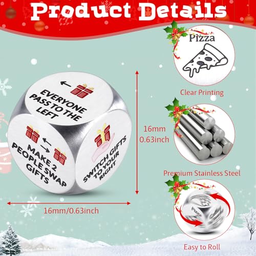 Fleure Esme Santa Swap Gift Exchange Dice Christmas Games Dice Stocking Stuffers for Party Games Fun Christmas Games for Family Party Xmas Dice Gifts for Teens Adults Grandkids Holiday Christmas Gag Gifts - Image 5