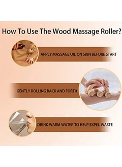 ORiTi Wood Massage Roller Wood Therapy Tools Anti Cellulite Massage Roller With 6 Rollers Soft Tissue Massage For Relax Muscle & Promote Stress Relief  - Image 3