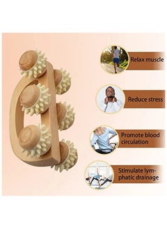 ORiTi Wood Massage Roller Wood Therapy Tools Anti Cellulite Massage Roller With 6 Rollers Soft Tissue Massage For Relax Muscle & Promote Stress Relief  - Image 5