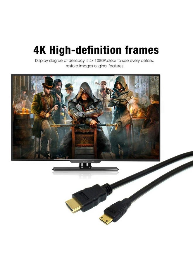 AlyKets - 10Ft Hdmi To Mini Hdmi Cable Camera Hdmi Data Cable For Nikon D3400 D3500 D7500 D850D810 D7000 D500 Canon Eos R Eos Rp Eos 5D Mark Iv Eos 6D Mark Ii 7 Pico Projector - Image 1