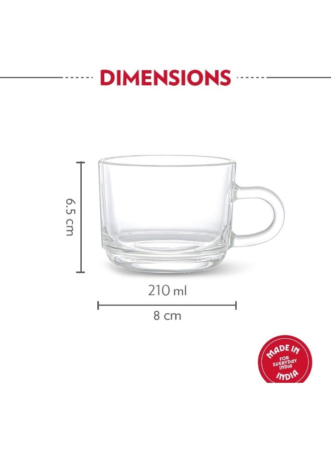 BOROSIL 6 Pcs Chai Time Mug Set (210Ml Each) Clear - Image 2