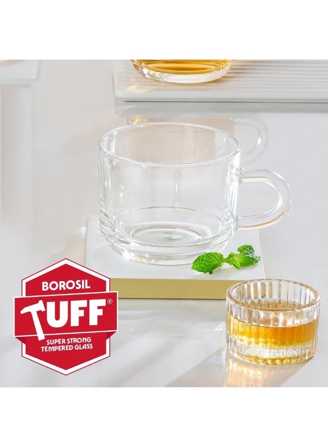 BOROSIL 6 Pcs Chai Time Mug Set (210Ml Each) Clear - Image 3