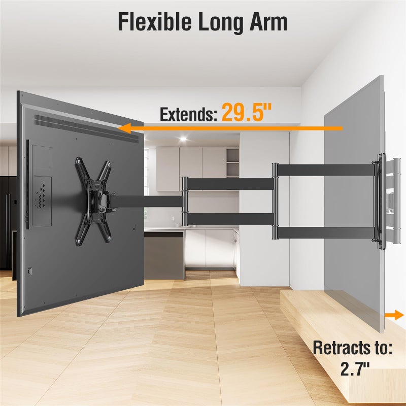 ELIVED Long Arm TV Wall Mount for Most 14-42 Inch tvs & Monitors, 29.5 Inch Long Extension TV Mount Swivel and Tilt, Full Motion Wall Mount Bracket Fit Max VESA 200x200mm, Holds up to 44 lbs. - Image 4