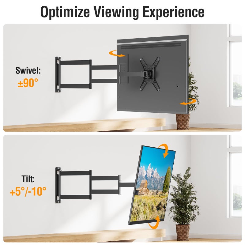 ELIVED Long Arm TV Wall Mount for Most 14-42 Inch tvs & Monitors, 29.5 Inch Long Extension TV Mount Swivel and Tilt, Full Motion Wall Mount Bracket Fit Max VESA 200x200mm, Holds up to 44 lbs. - Image 5
