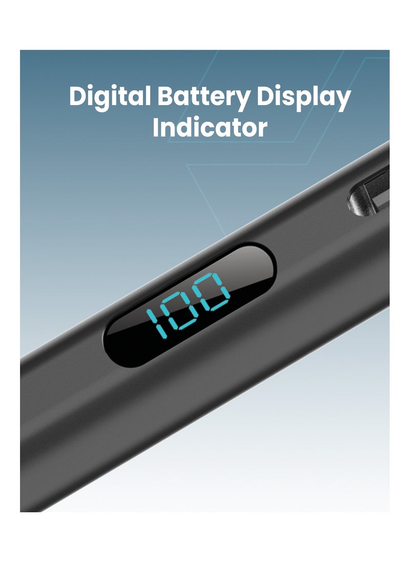 Moxedo Moxedo Elite-Point Universal Active Capacitive Stylus Pen Type-C Charging Port with Replaceable Nib Digital Battery Display Compatible for iOS, Android Touch Screen Devices and Tablet - Black  - Image 4