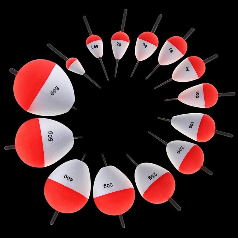 OriGlam 14pcs Fishing Bobbers Hard Foam Snap-on Floats - Red & White - Image 3