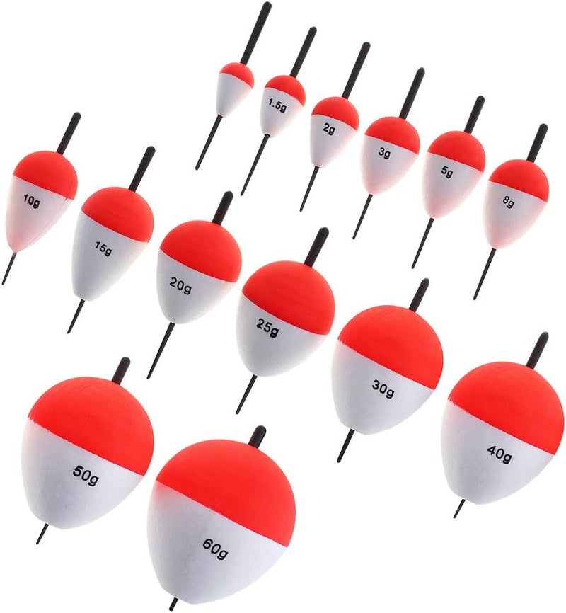 OriGlam 14pcs Fishing Bobbers Hard Foam Snap-on Floats - Red & White - Image 4