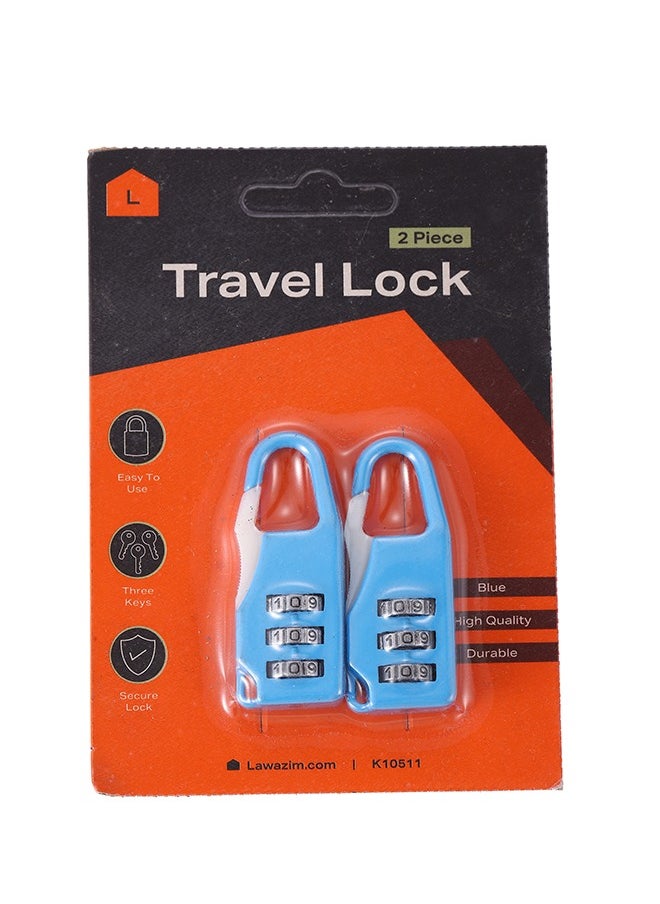 LAWAZIM Travel Lock -2 Piece Blue- Combination Padlock Set with 3-Digit Code Keyless Security Tamper-Resistant Weatherproof and Rustproof Portable Luggage Locks - for Travel Gym School Bike Toolbox  - Image 4
