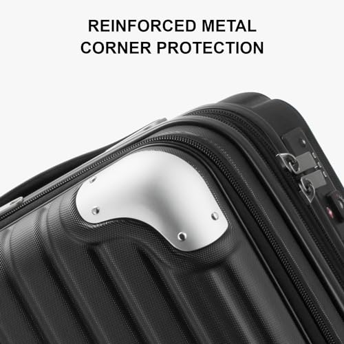 LEVEL8 Grace Hard Shell Carry on Luggage with Front Compartment, 20 Inch Expandable Suitcases with Wheels, Lightweight Carry-on Suitcase for Airplane, Tsa Lock, Black - Image 4
