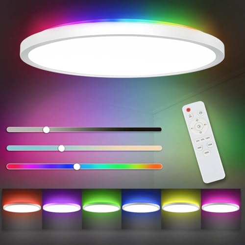 ELEPHANTBOAT® LED Ceiling Light with Remote Control, 12Inch 24W High Bright 3200lm, Backlight Round Close to Ceiling Lamp Modern Ultra-Thin 3000-6500K for Bedroom Living Room - Image 1