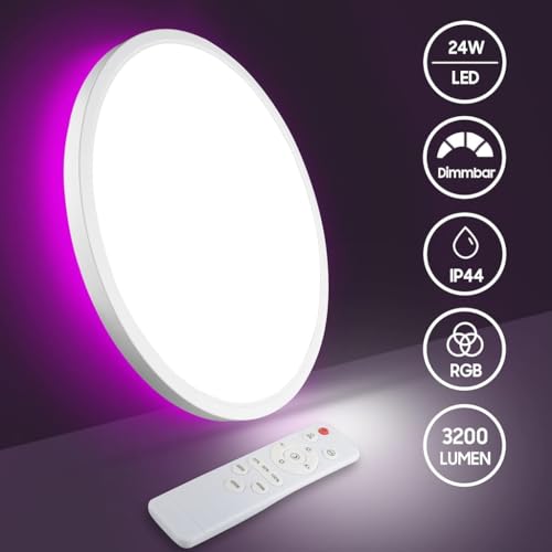 ELEPHANTBOAT® LED Ceiling Light with Remote Control, 12Inch 24W High Bright 3200lm, Backlight Round Close to Ceiling Lamp Modern Ultra-Thin 3000-6500K for Bedroom Living Room - Image 2