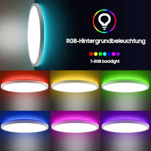 ELEPHANTBOAT® LED Ceiling Light with Remote Control, 12Inch 24W High Bright 3200lm, Backlight Round Close to Ceiling Lamp Modern Ultra-Thin 3000-6500K for Bedroom Living Room - Image 5