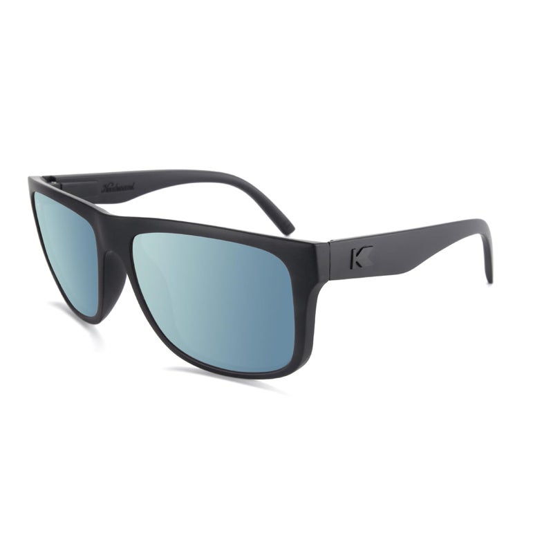 Knockaround Torrey Pines Polarized Sunglasses for Men & Women - Impact Resistant Lenses & Full UV400 Protection, Matte Black Frames/Blue Reflective Lenses - Image 1